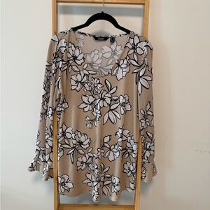 Floral Beige and Black Women's Top